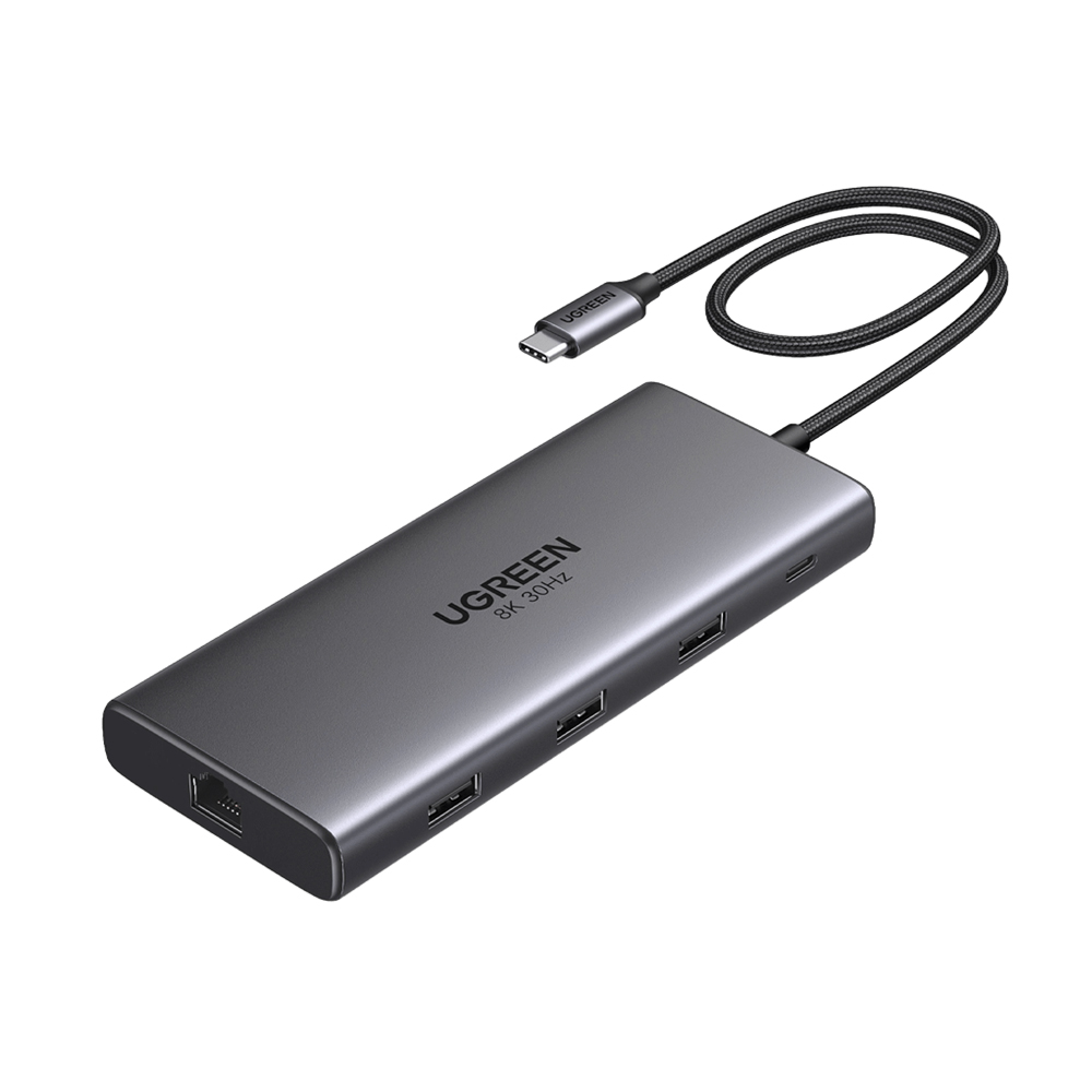 UGREEN HUB 10in1 USB-C to 2*HDMI(8K@30Hz) +USB-A3.0+USB-C3.0+2*USB-A2.0+SD/TF+GigabitRJ45+PD(100W)