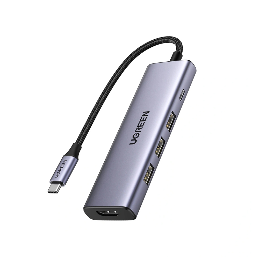 UGREEN HUB 5in1 Type-C to 3*USB 3.2 + HDMI 2.0 + SD card reader + TF card reader + USB Type-C PD 100W | CM511, Gray