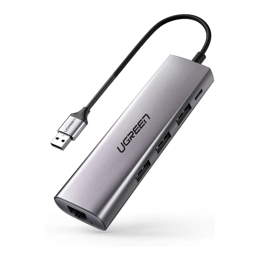 UGREEN HUB 4in1 USB 3.0-3*USB 3.0 + Gigabit RJ45 0.28M, negru