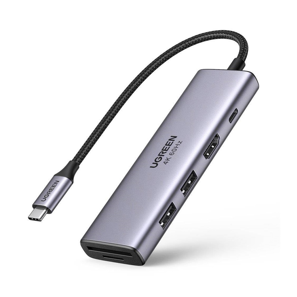 UGREEN HUB 6in1 Tip C 3.0-3*USB 3.0 + HDMI + SD/TF CM511, Space Gray
