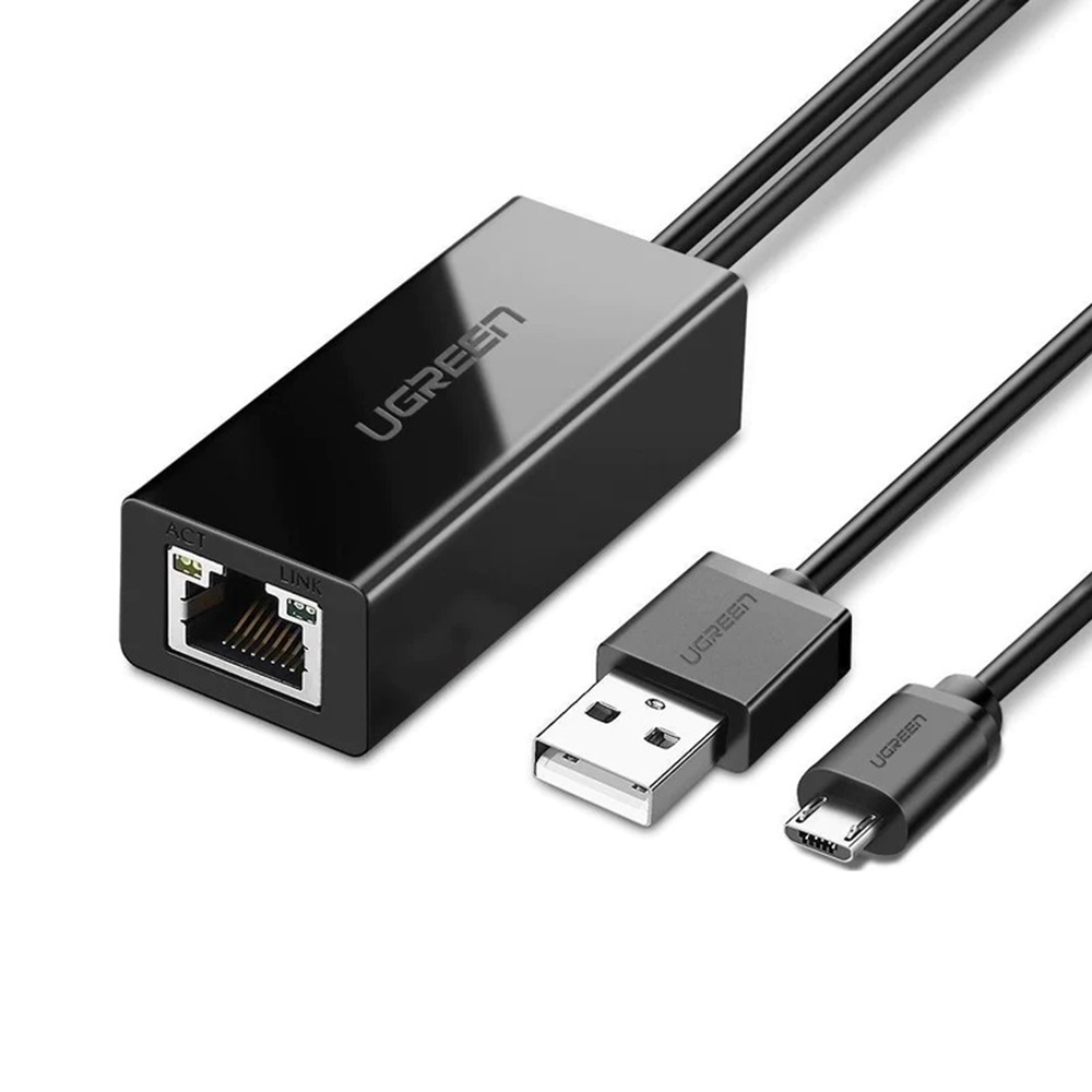 UGREEN Adaptor pentru Chromecast Micro USB către Ethernet, Negru