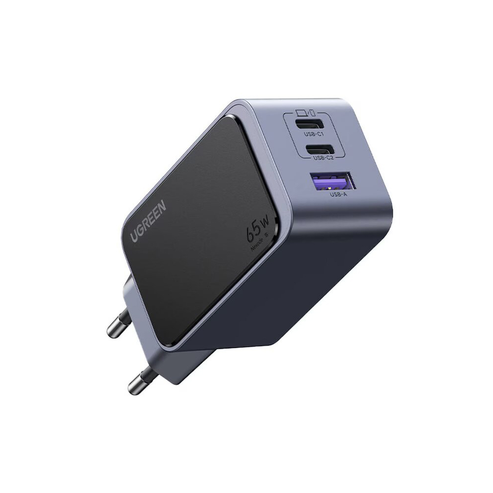 UGREEN Nexode GaN Air Mini Charger 2*Type-C+USB-A 65W X553, negru