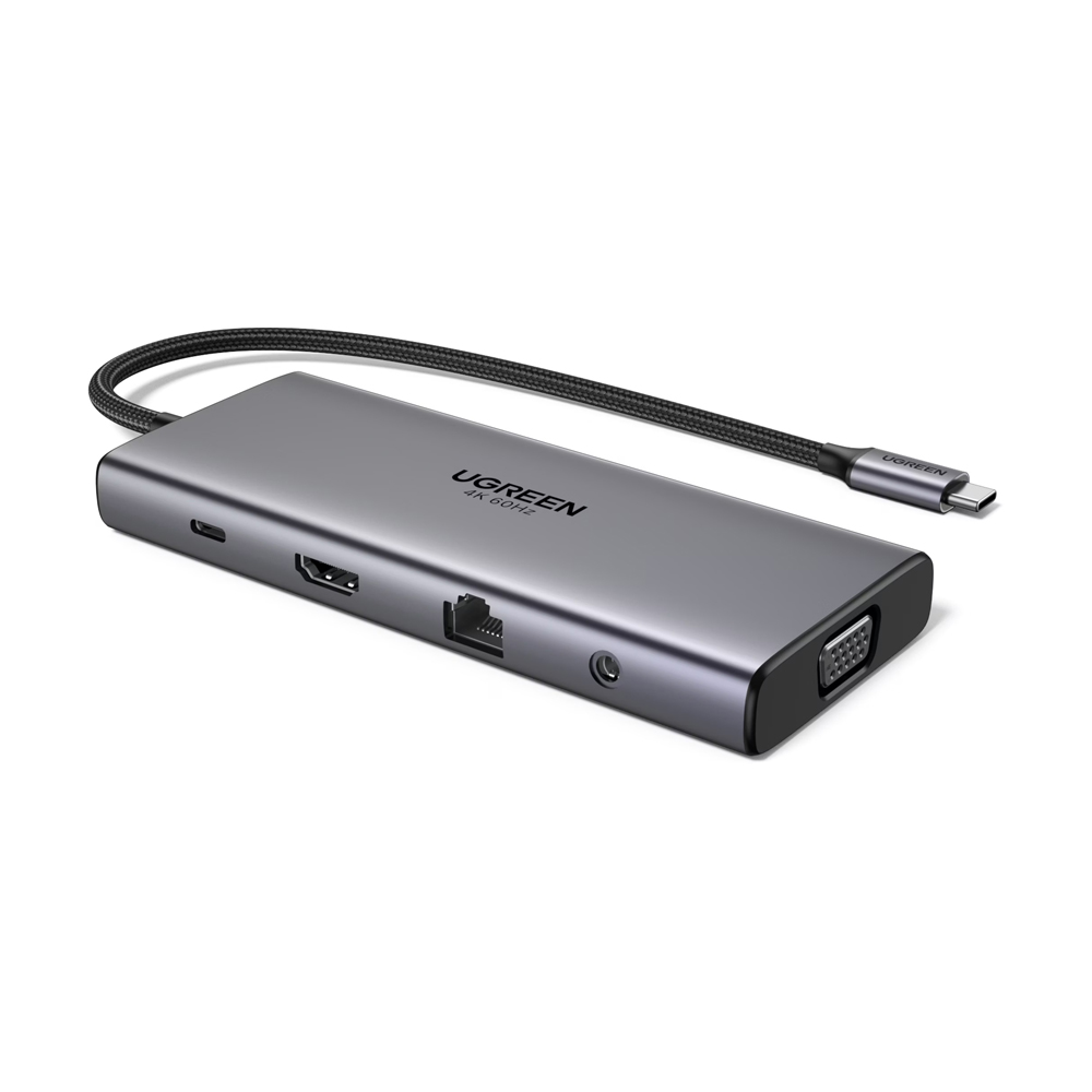 UGREEN HUB 11in1 Type-C to HDMI 4K@60Hz + VGA + 2*USB-C 3.2 + USB-A3.2 + USB-A3.0 + SD/TF + Gigabit RJ45 + 3.5mm + PD 100W CM639