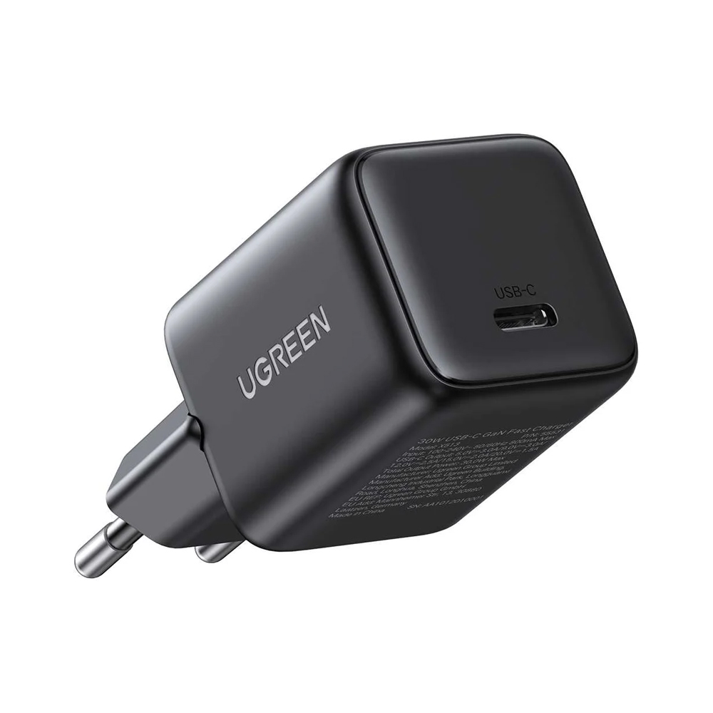 Ugreen wall charger gan with сable type-c, 1*type-c, 30w qc4.0, x513, black Thumbnail 2
