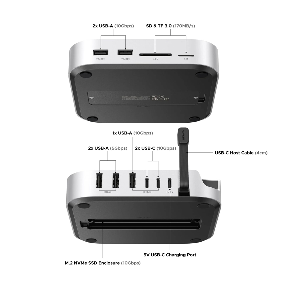 Ugreen docking station 11in1 mac mini m4 | cm841, gray Thumbnail 2