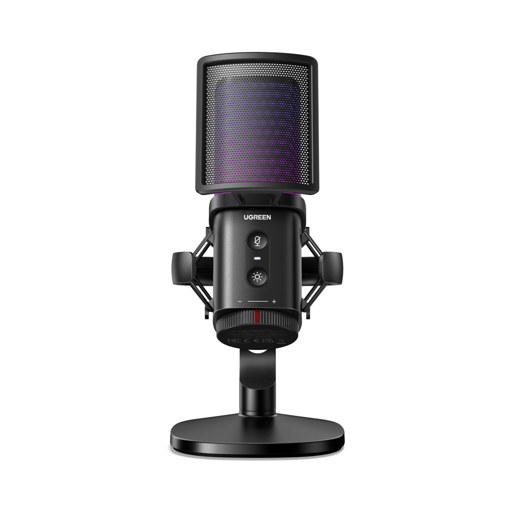 UGREEN Gaming Microphone, Mic pentru PC 24bit/96kHz, cu Mut rapid, Filtru Pop, Șoc Mount, Volume Knob, Negru