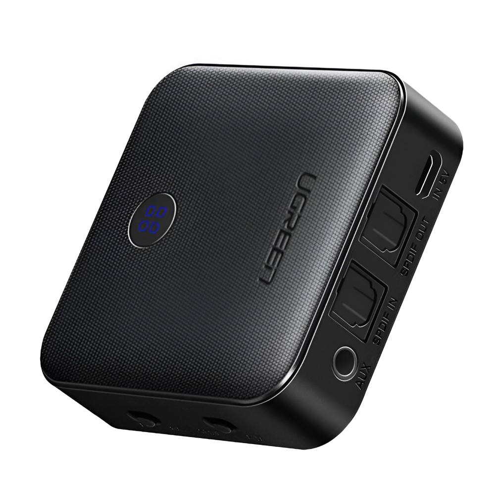 UGREEN Adaptor Audio Transmitter + Receptioner Bluetooth V5.0, baterie 200mAh, până la 10 ore CM144, negru