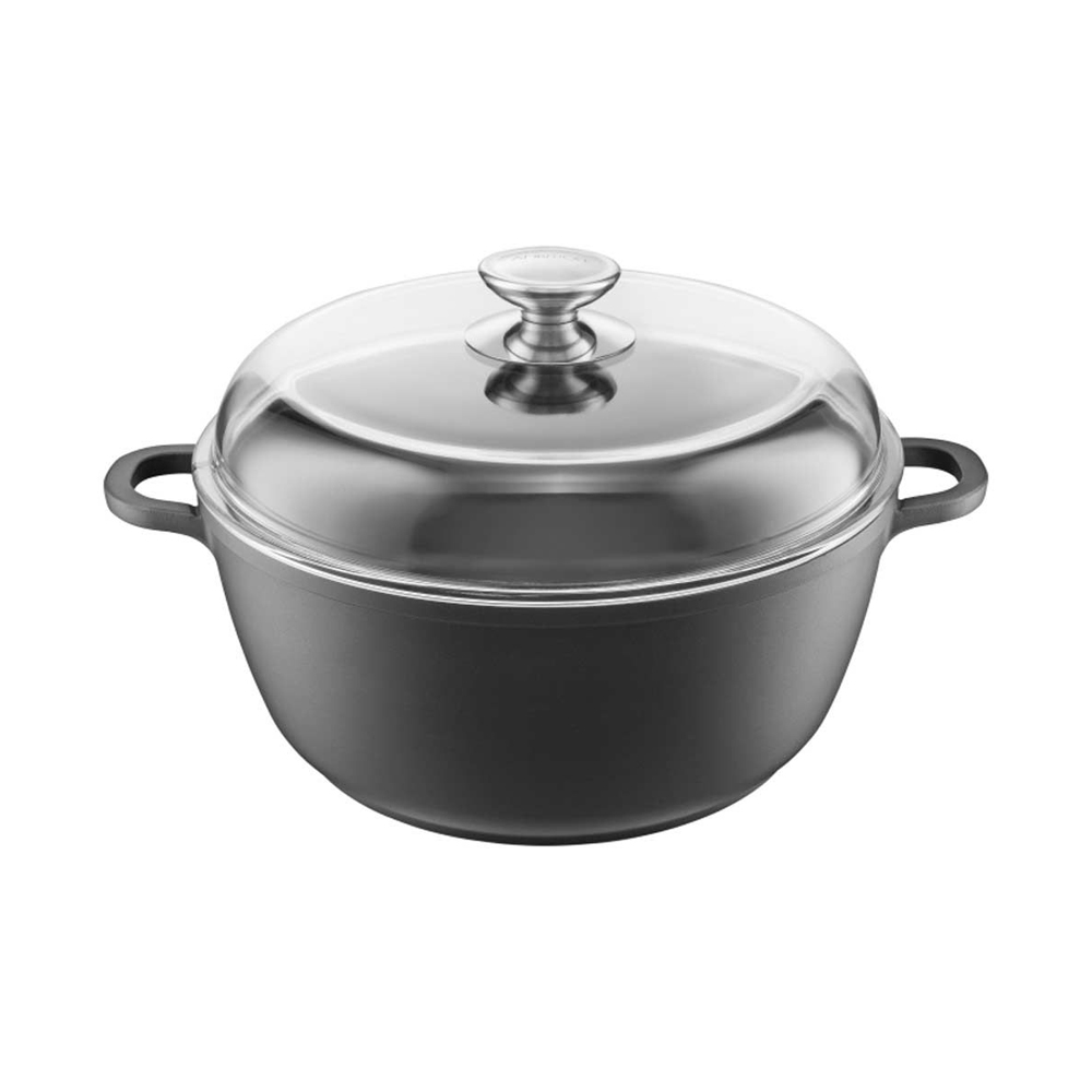 Ambition, Cast Aluminium Pot, Taurus, 28 Cm, Platinum Plus Coating, Cast Aluminium, Heat-Resistant Glass, Stainless Steel