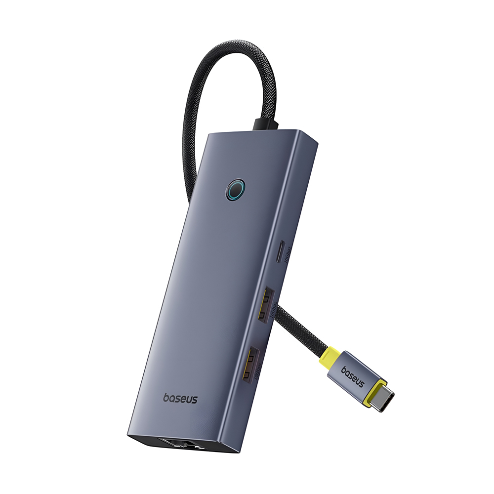 Baseus HUB 7in1 type-C to HDMI4K@60Hz*1+USB-A 3.1*2+Type-C 3.1*1+USB-A2.0*1+PD*1+RJ45*1, UltraJoy Series, Space Gray
