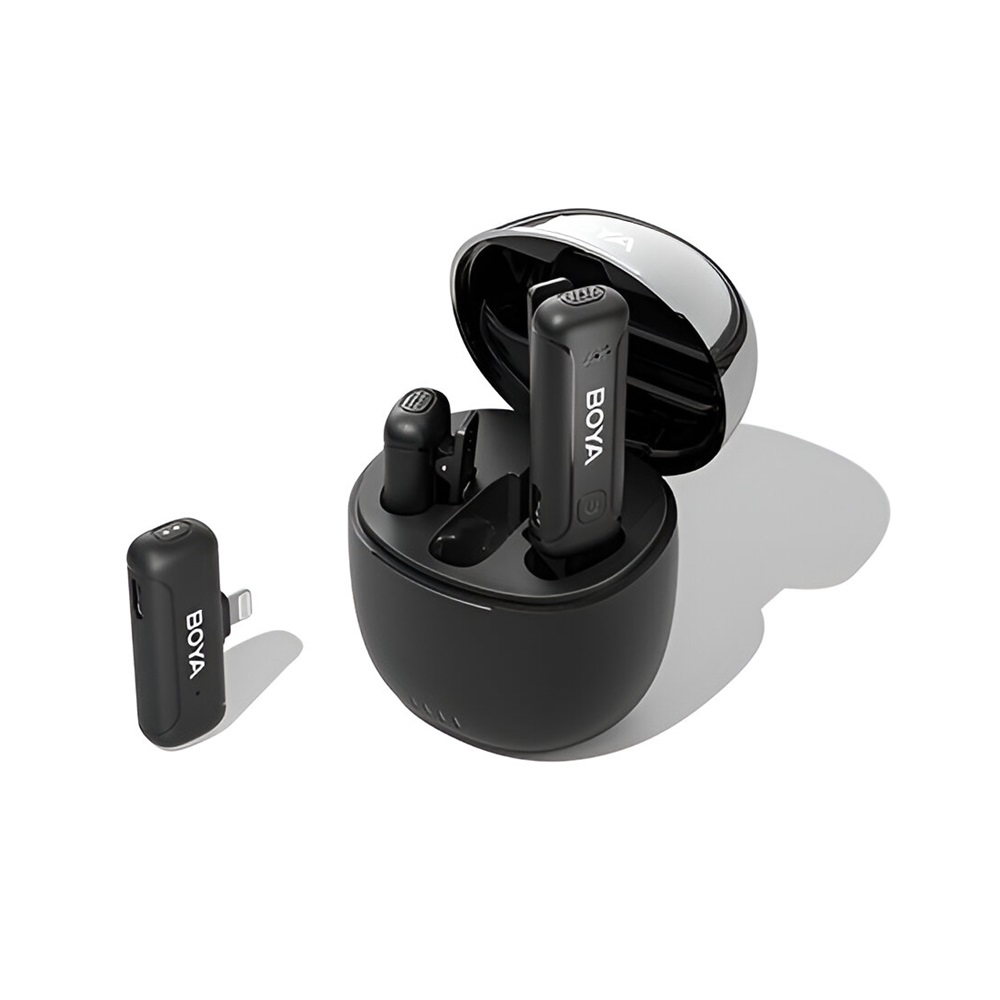 Boya Wireless Microphone 2.4GHz Dual-Channel cu caz de încărcare (BY-WM3T-D2), Lightning Jack, Black