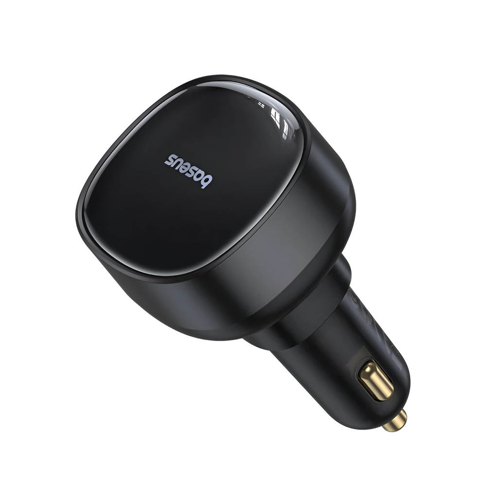 Încărcător de mașini Baseus Retractabil Bucurați-vă de tipul Pro-C cu Cluster 60W cablu, negru