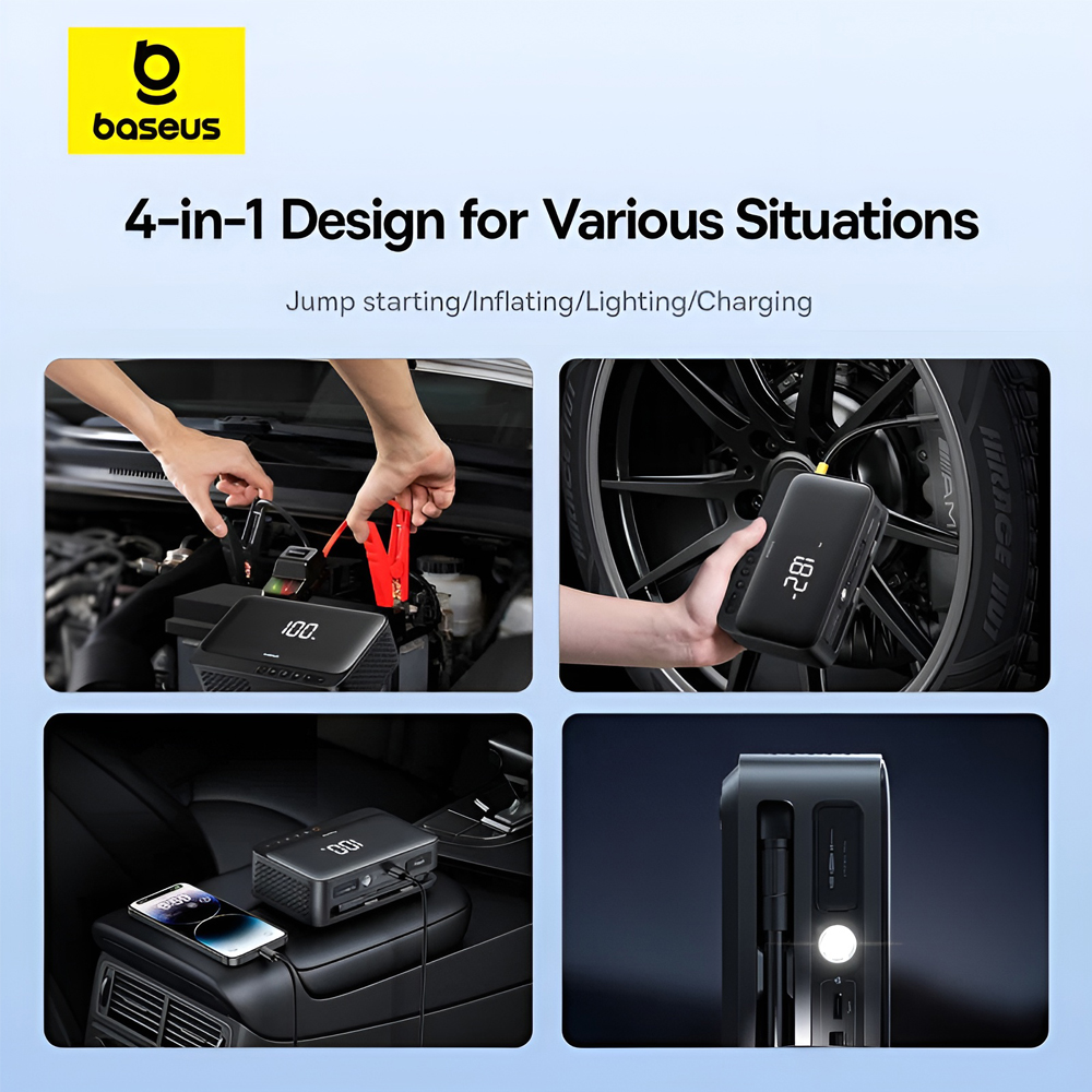Baseus jump starter 4-in-1 600a super energy series, black Thumbnail 2