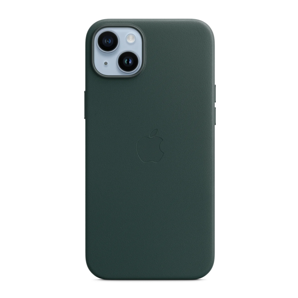 Caz original din piele cu MagSafe pentru iPhone 15 Plus/14 Plus, verde pădure