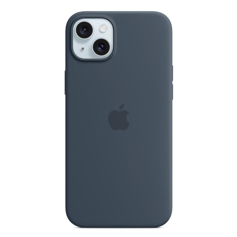 Caz Original Silicon cu MagSafe pentru iPhone 15 Plus/14 Plus, Storm Blue