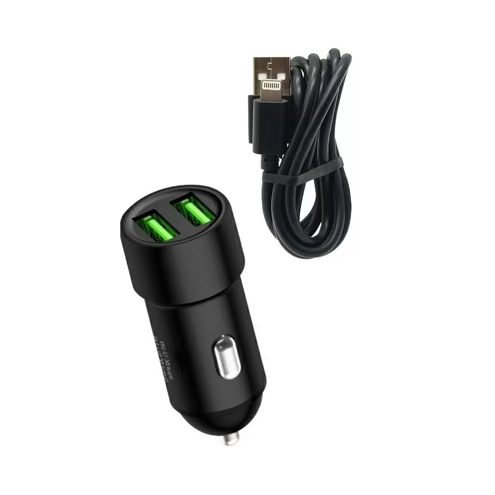 Charome încărcător auto cu cablu USB la fulger C6, negru