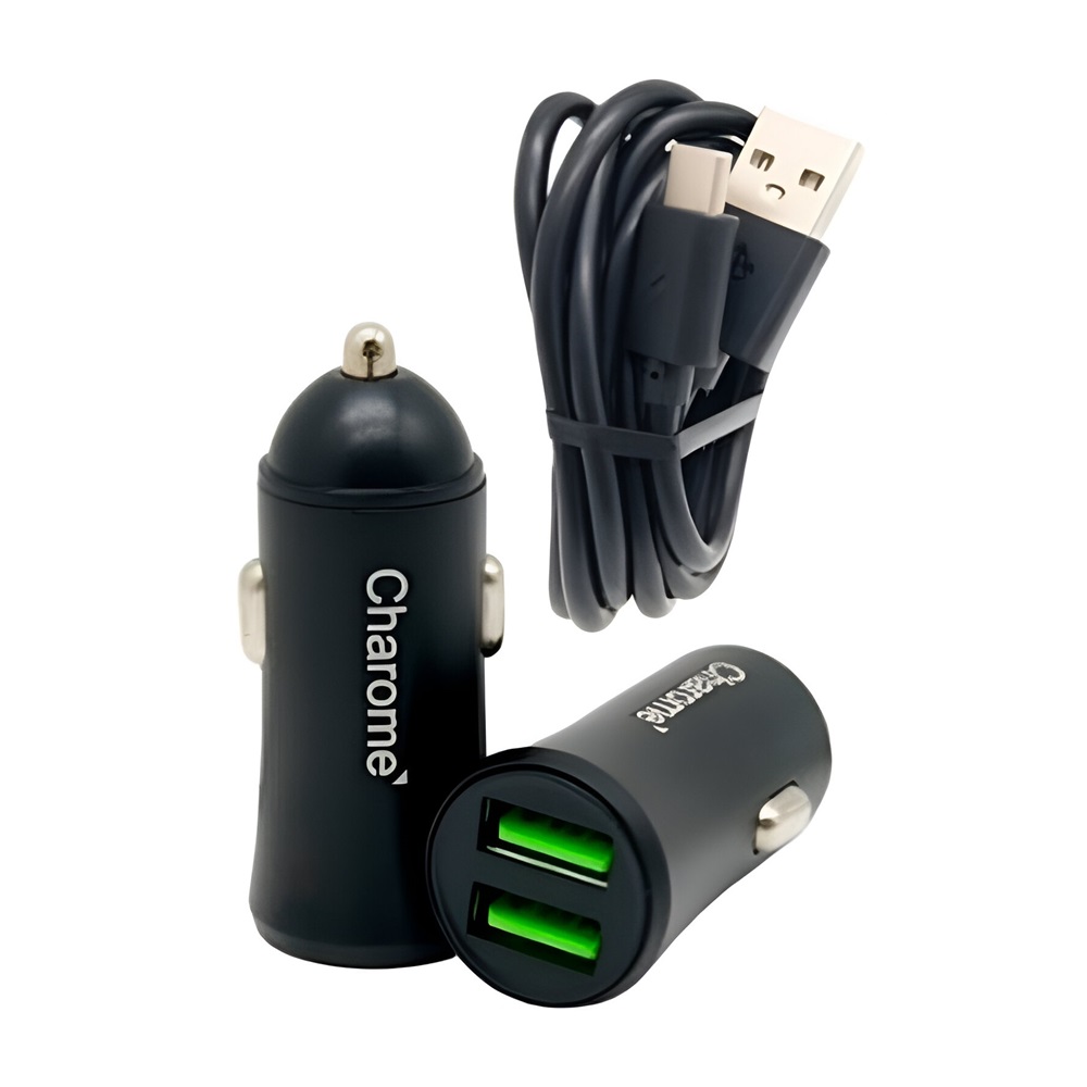 Charome încărcător auto cu cablu USB de tip C6, negru
