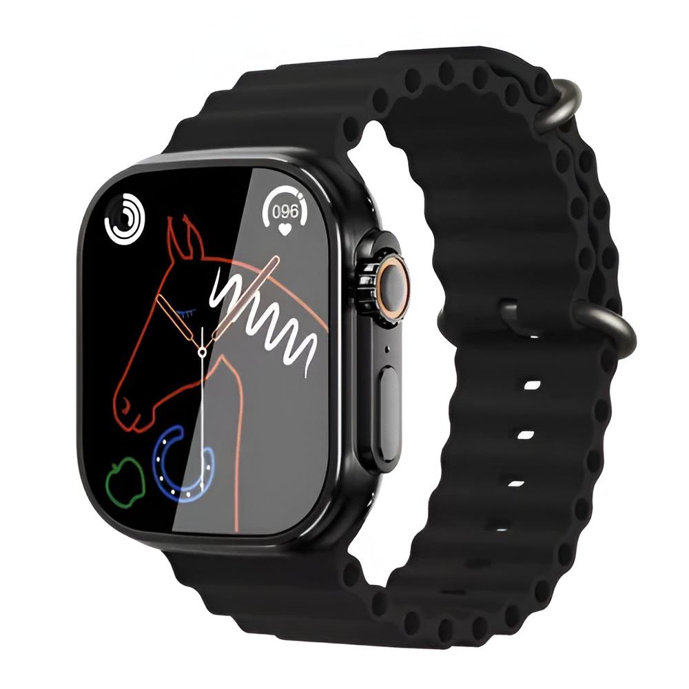 Charome Smart Watch HD Call T8s Ultra Max, cu 2 benzi, negru