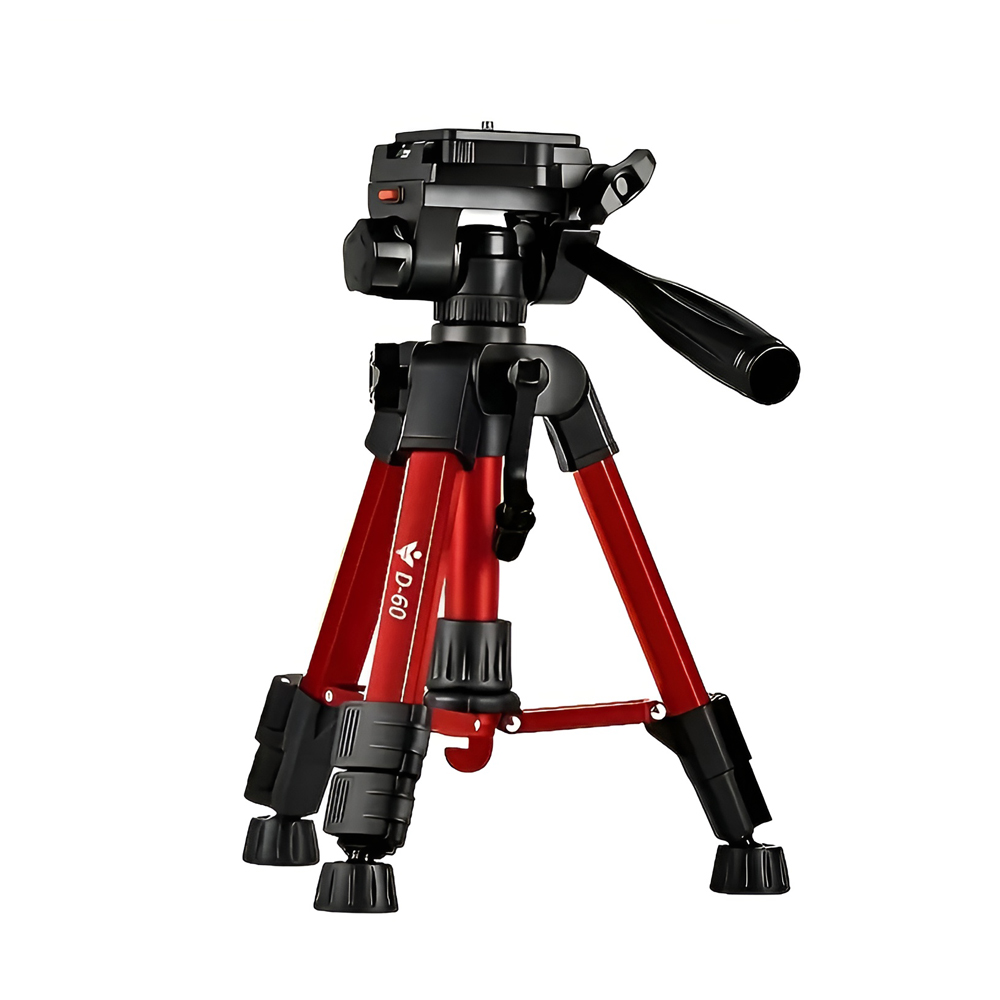 Tripod Photography Professional Aluminum 63cm (Locking Knob, Suport Smooth 360°), Red D-60