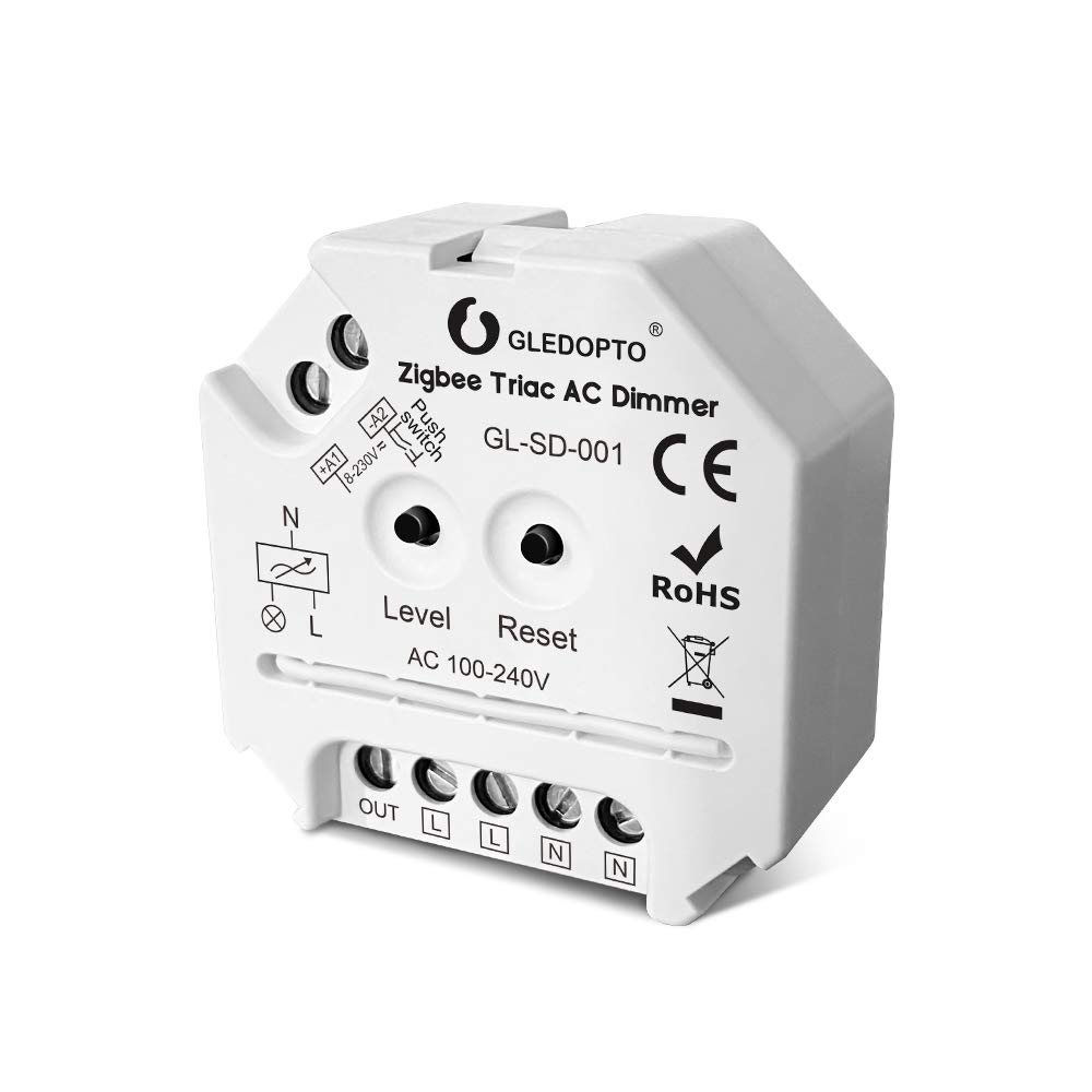 Gledopto ZigBee Pro Triac AC / Trailing Edge Dimmer (GL-SD-001), AC100~240V, max 400W putere încărcată, 1 Canal