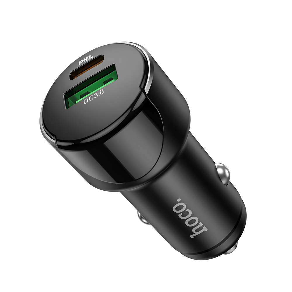 Încărcător auto Hoco USB/Tip C PD 20W + QC3.0 18W Z42, negru