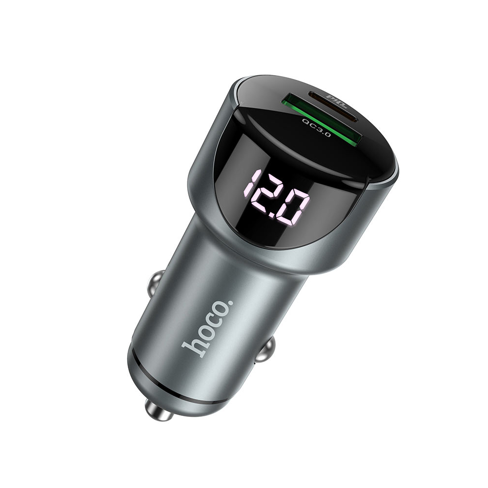 Încărcător auto Hoco USB/Tip C PD 20W + QC3.0 18W Z42, Gray