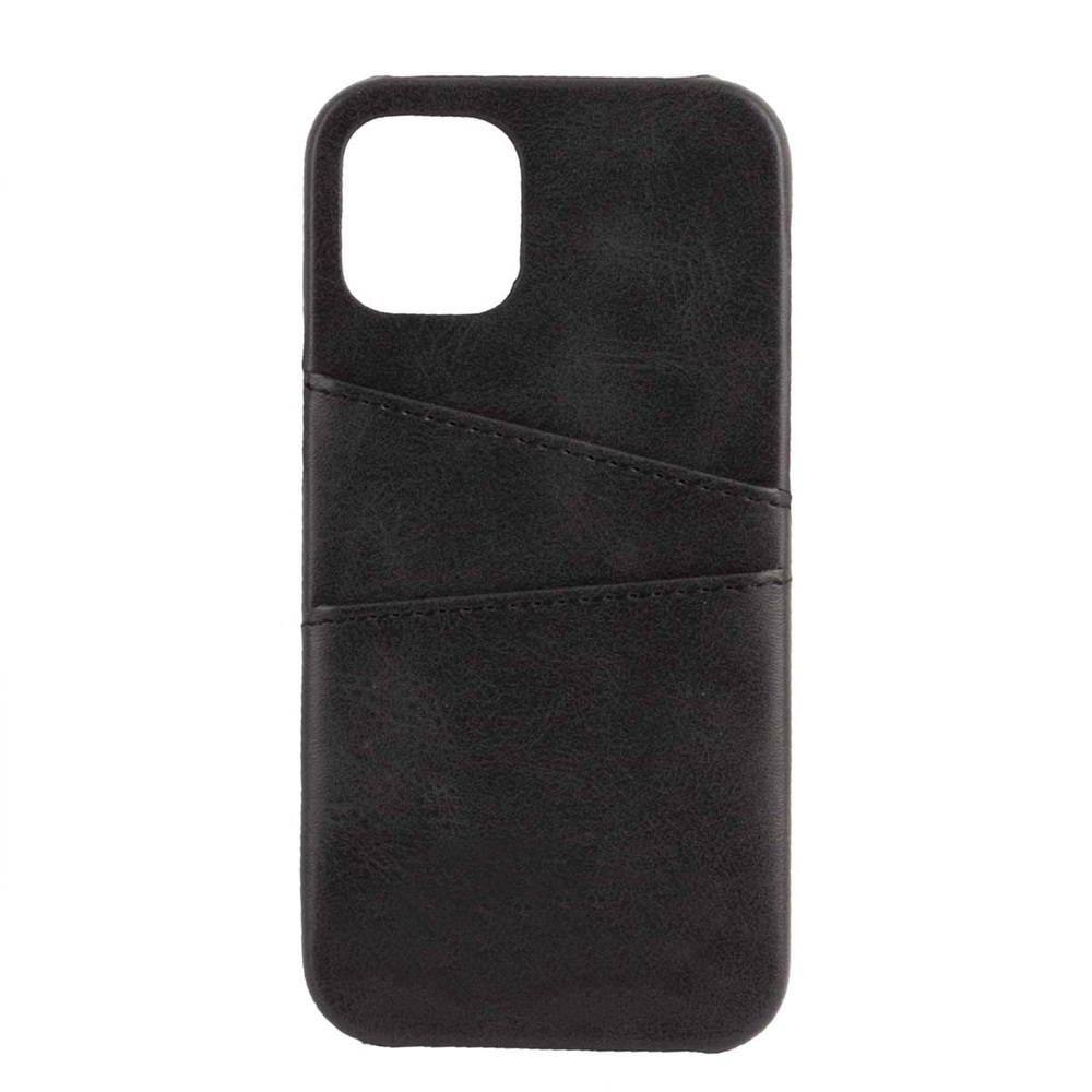 Casca din piele de caz cu buzunar iPhone 11 Pro, negru