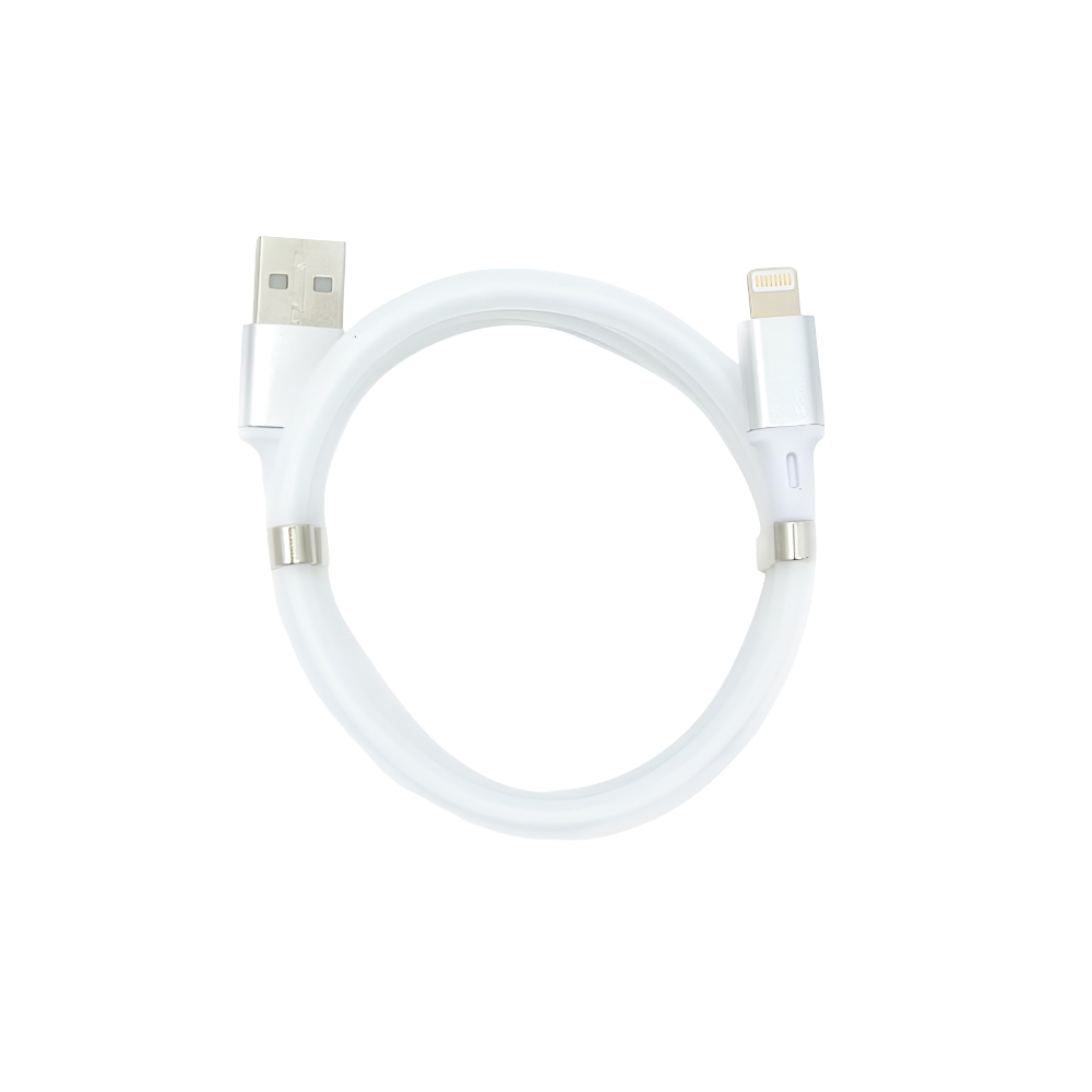Casca Cable USB la fulgere cu organizator magnetic 1m, alb