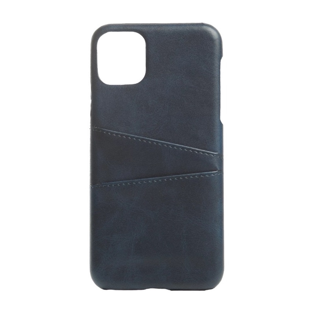 Casca din piele de caz cu buzunar iPhone 11 Pro, albastru
