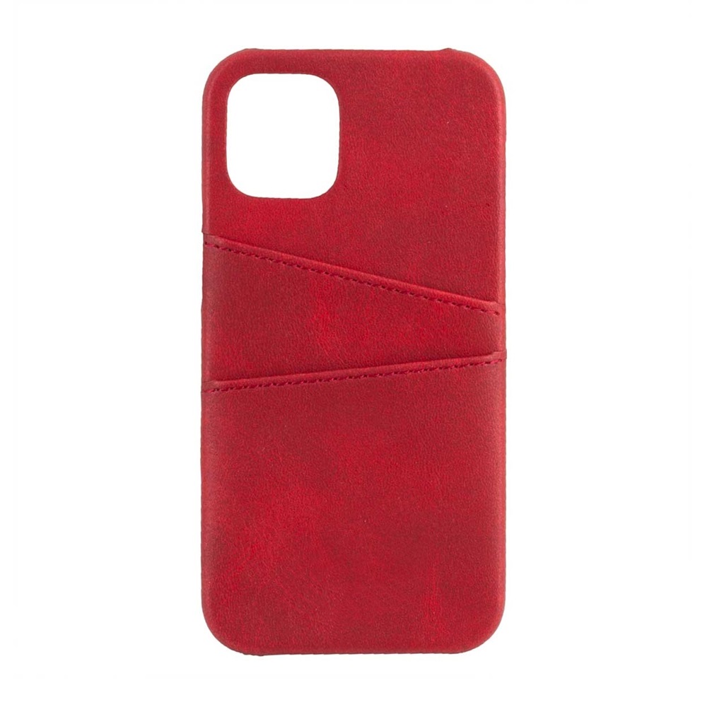 Casca de piele caz cu buzunar iPhone 11, roșu