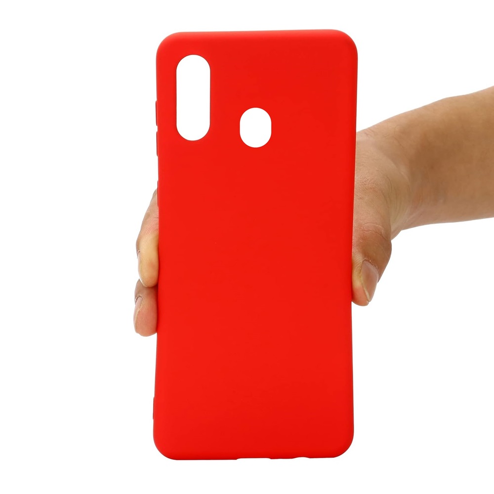 Casca caz Silicon lichid Grid Samsung A20S, roșu