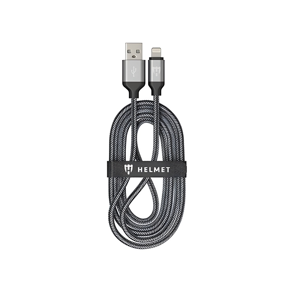 Casca cablu USB la Lightning Nylon 2m, alb / negru