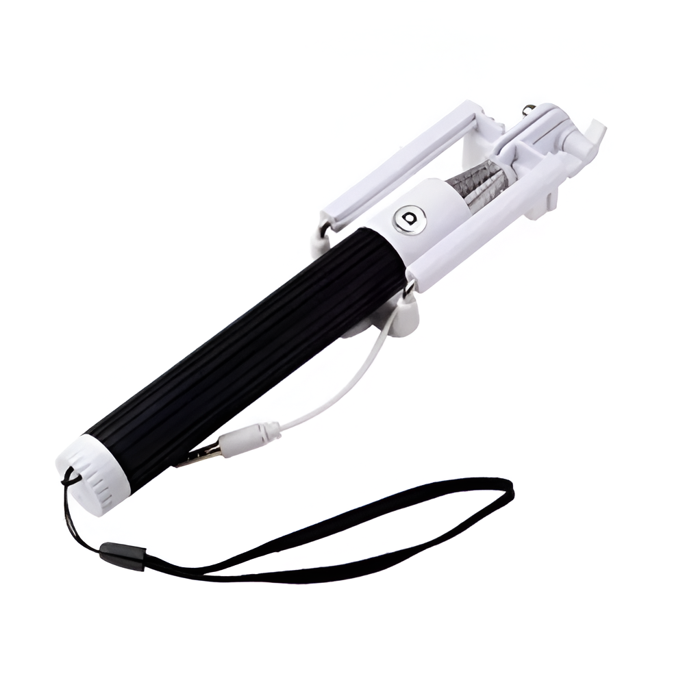 Casca Wired Selfie Stick 1m, negru-Alb
