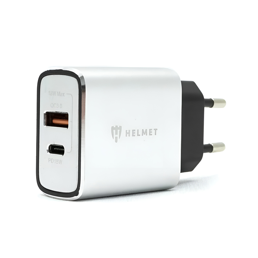 Încărcător USB/Tip C QC3.0 18W, argint