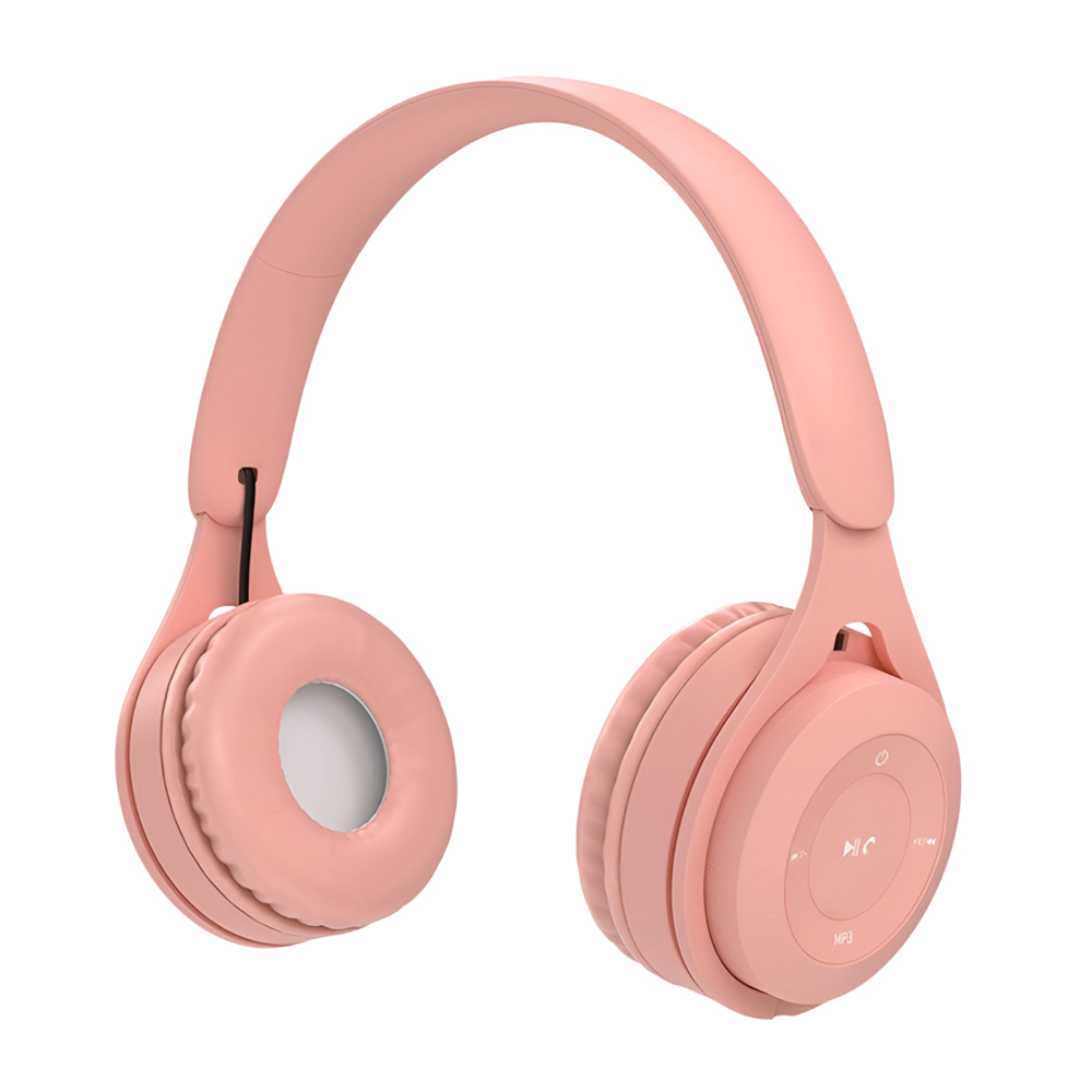 Căști de căști On-Ear cu MIC Bluetooth Macaron HiFi, roz (cutie deteriorată)