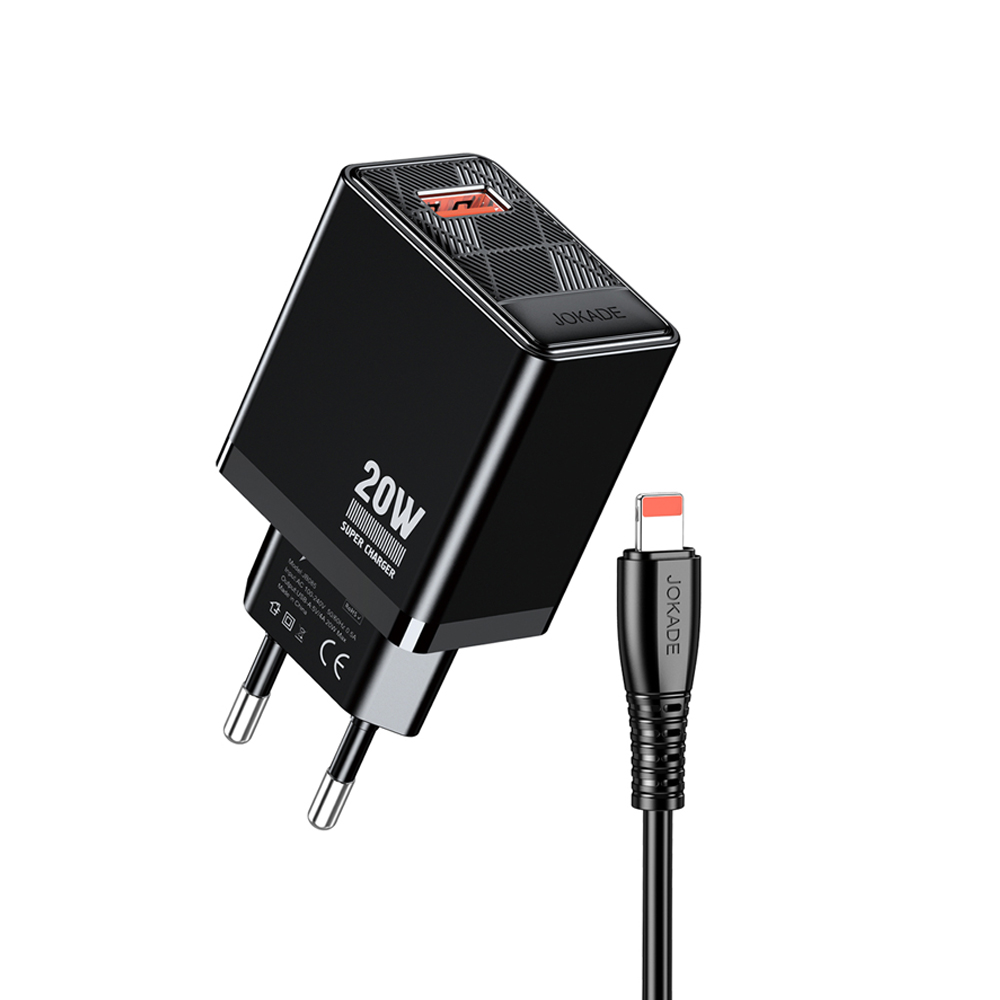 Jokade Wall Charger 1*USB-A 5A,20W cu Cable Lightning JB086, Black