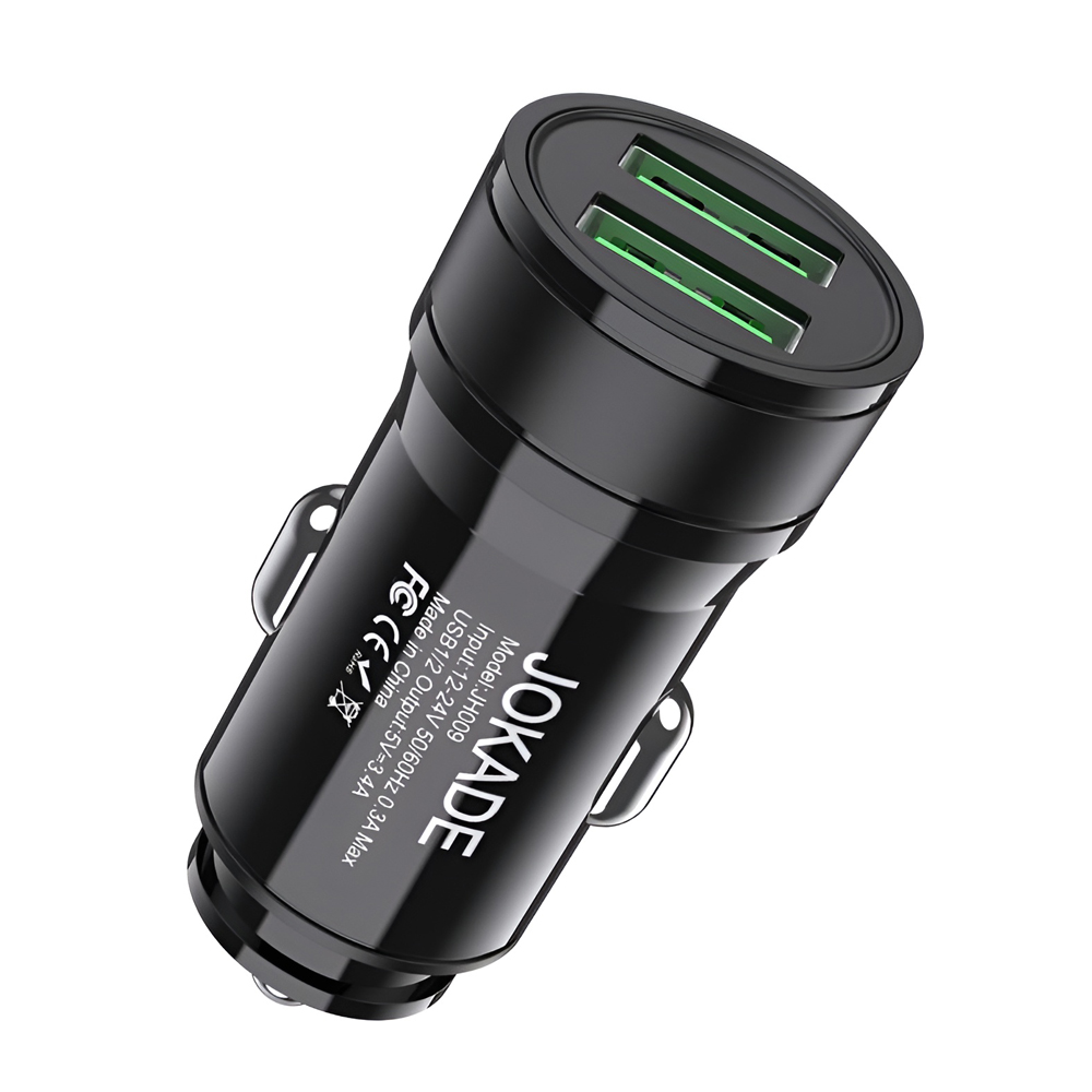 Încărcător auto 2*USB-A 3.4A JH009, Negru