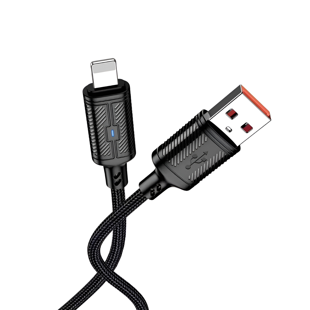 Jokade cablu USB la fulger 3A 1,2m inteligent putere-off JA049, negru