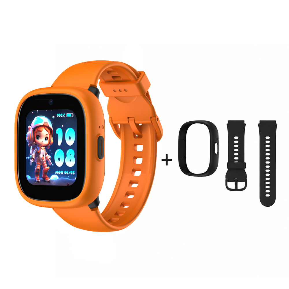 Lagenio Kids Smart Watch 4G, K3, с 2 стрейпами оранжевого и черного цвета