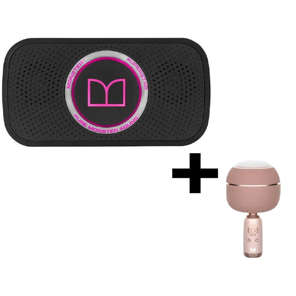 Microfon monstru + difuzor wireless Superstar roz