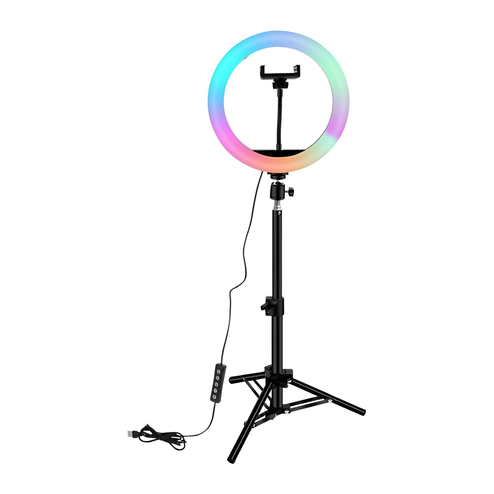 Selfie Ring RGB Light 16" MJ38 cu Tripod 2.1m, sac și telecomanda