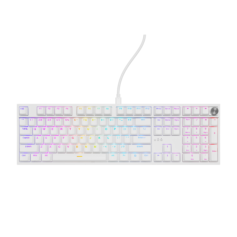 Genesis Mechanical Keyboard Thor 404 US Layout RGB Backlight Mecanic White Gateron Yellow Pro