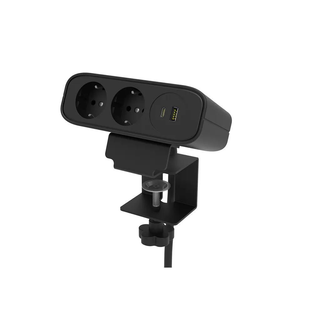 Omni Power Socket, Plug UE, 2 Socket, 1 USB, 1 Tip C, Negru