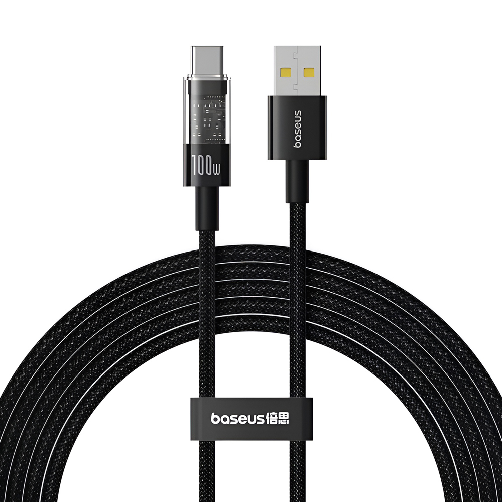 Baseus Cable Gem Fast-Charging USB-A la cluster de tip C 100W 2m, negru