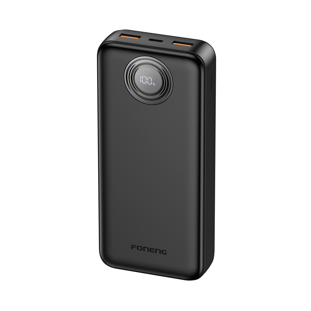 Foneng Power Bank cu afișare digitală 20000 mAh, 22.5W, negru