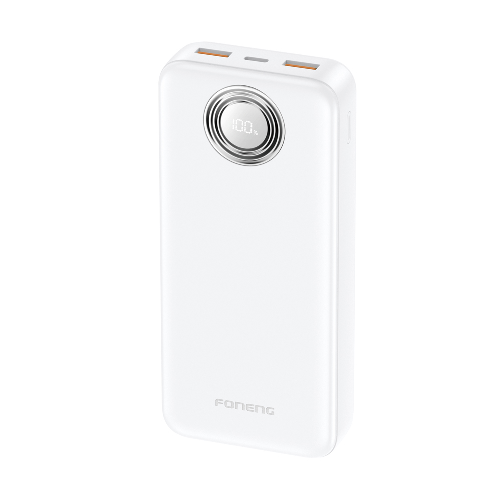 Foneng Power Bank cu ecran digital 20000 mAh, 22.5W, alb