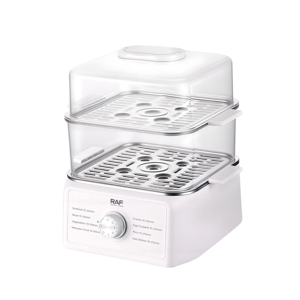 Raf Food Steamer R.5431, 4.5L+3.8L, 1200W, White