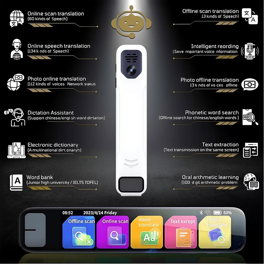 Translation pen s08b 134 languages/13 offline, 3.93", 1/8 gb, 820mah, white Thumbnail 2