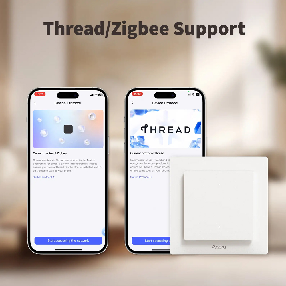 Aqara zigbee/ thread light switch h2 eu ( 2 buttons, 1 channels), white Thumbnail 2