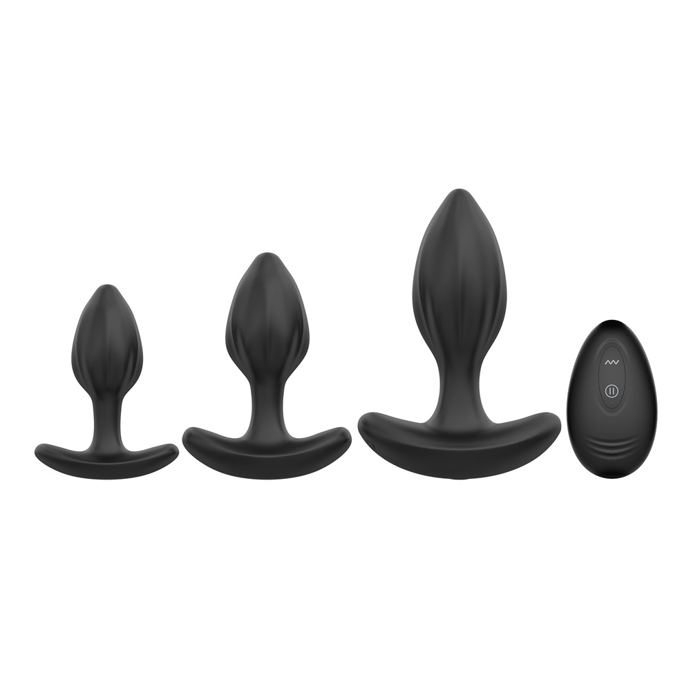 WINYI Mark Buttplug Set 3in1+Remote Control IPX6 7 Mode Vibration, Negru