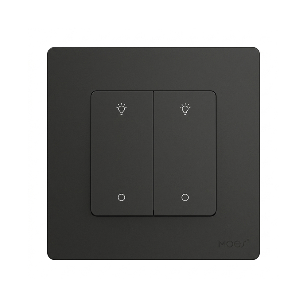 Moes Zigbee Star Ring Smart Dimmer Switch 2 Gang (Neutral Required), Grey